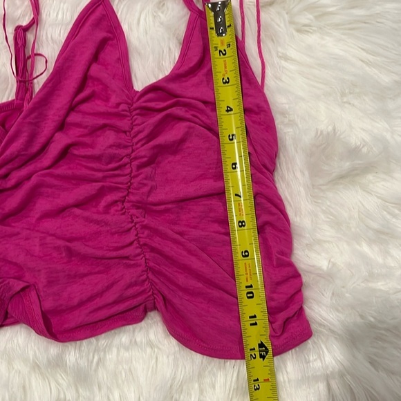 NWOT Pink Ruched Women's Crop Top Adjustable Straps Size M - Picture 8 of 8